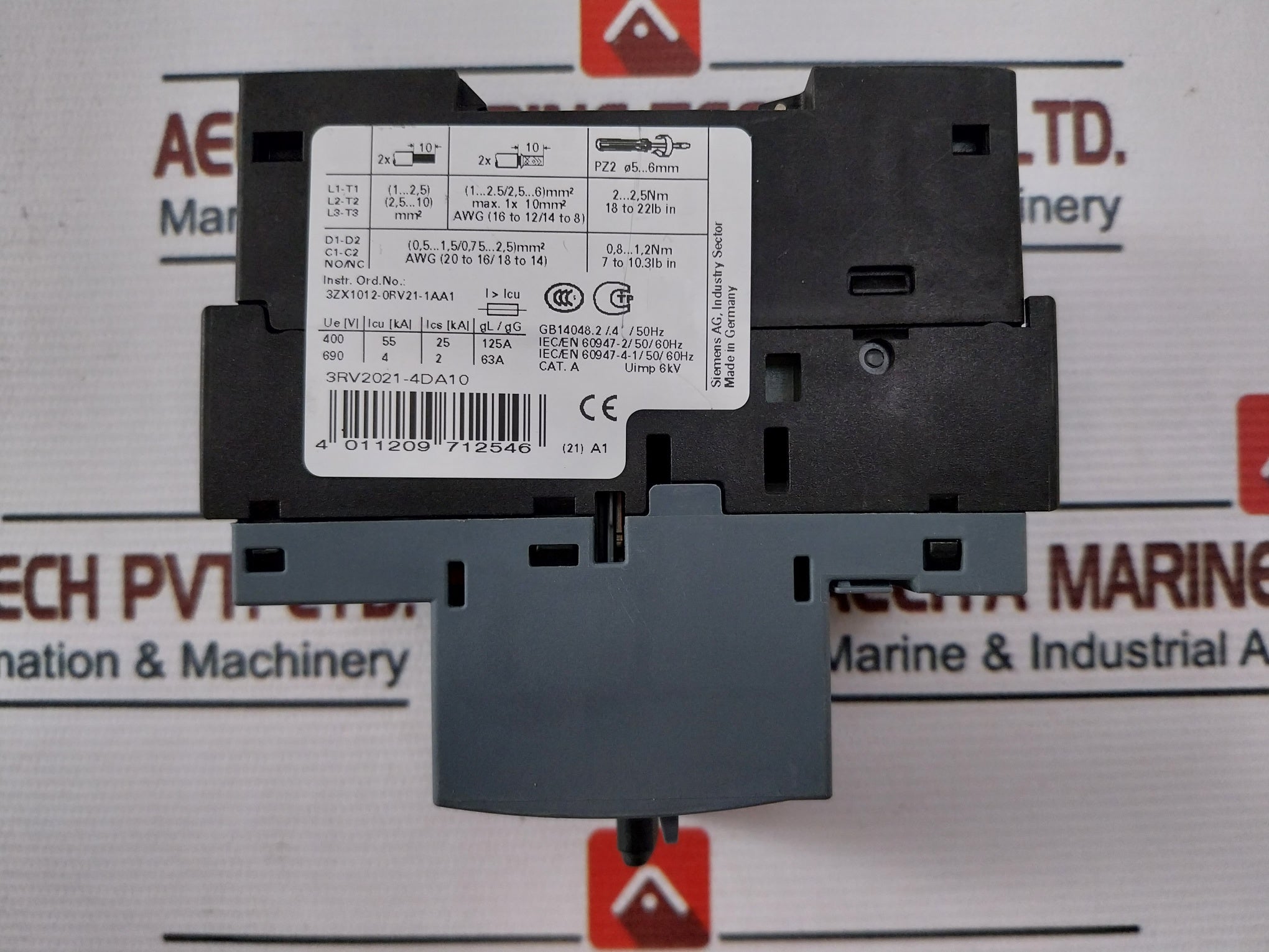 Siemens 3Rv2021-4Da10 Motor Protection Circuit Breaker 20-25A 480V