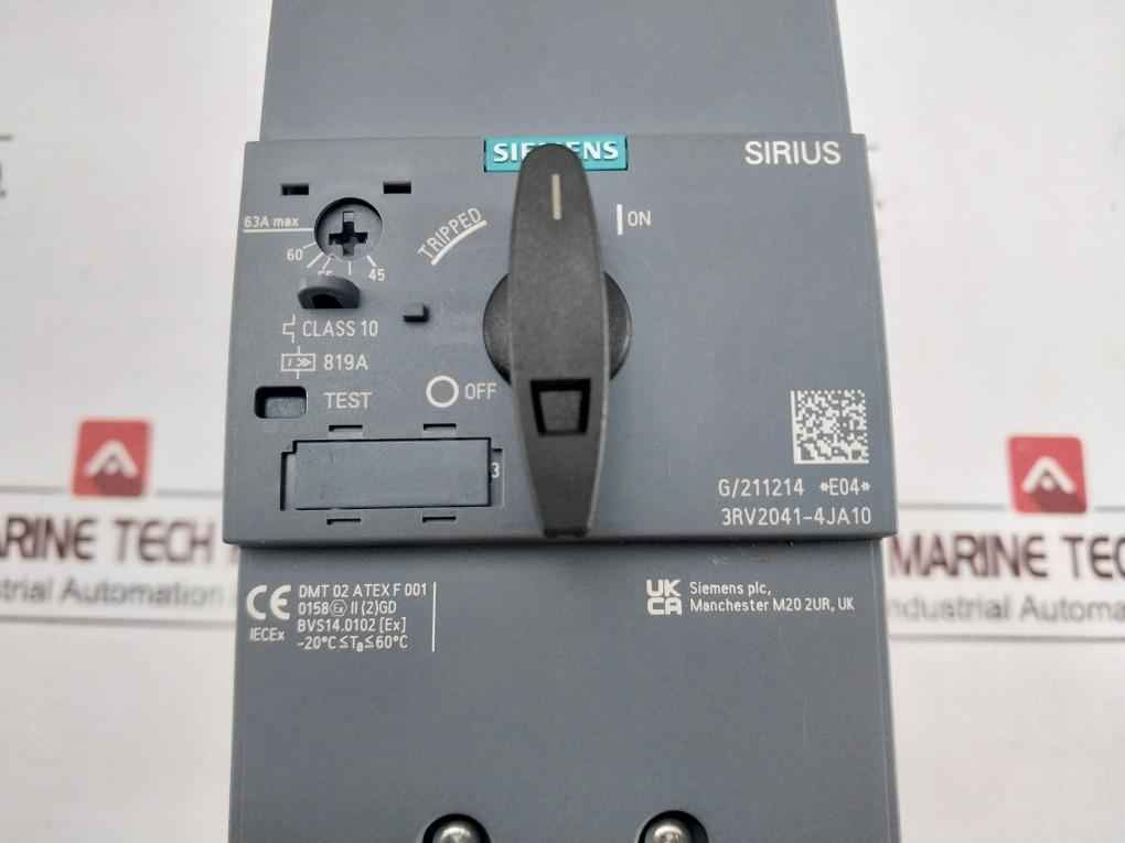 Siemens 3Rv2041-4Ja10 Sirius Circuit Breaker 3-pole 45-63A Max Lo230321