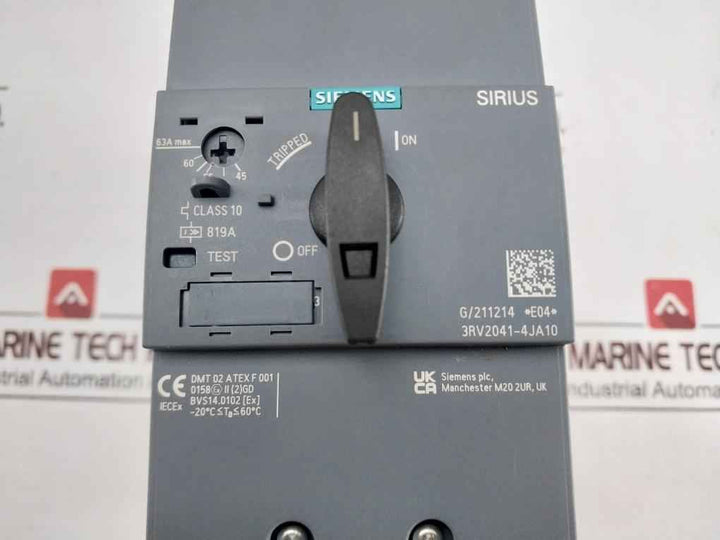 Siemens 3Rv2041-4Ja10 Sirius Circuit Breaker 3-pole 45-63A Max Lo230321
