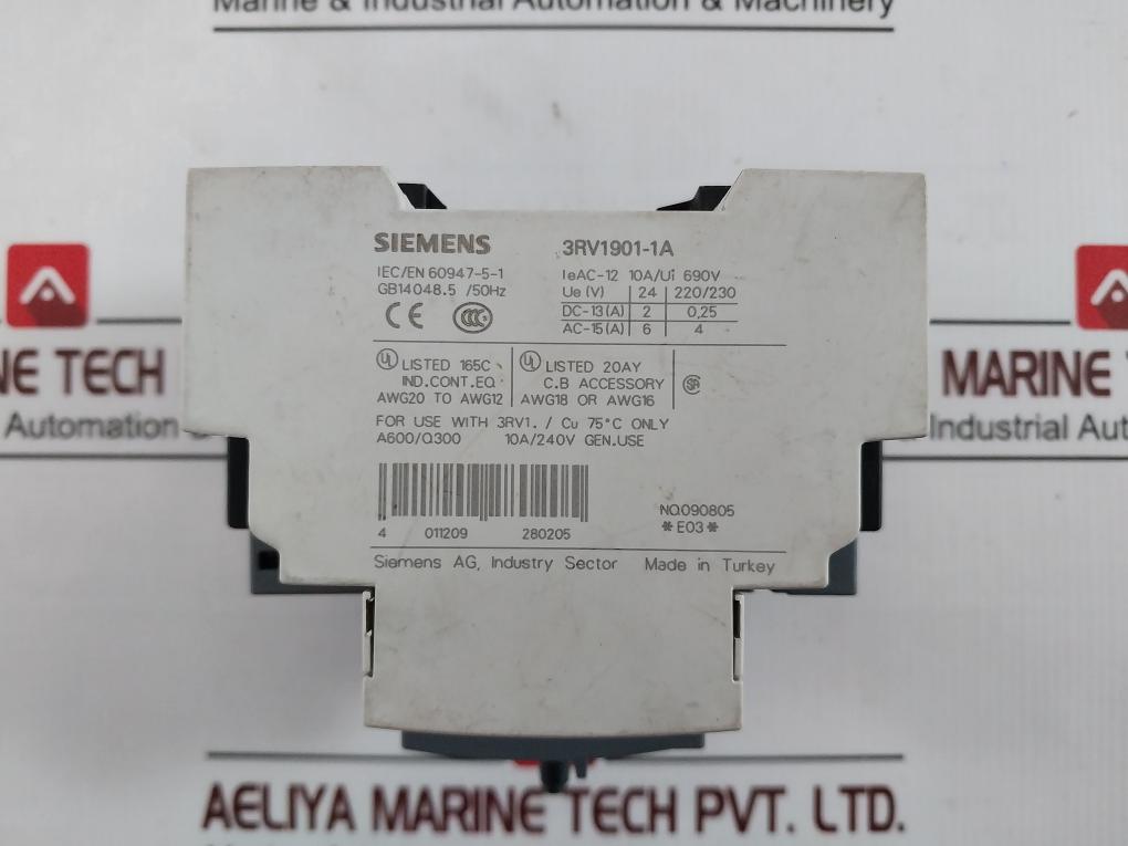 Siemens 3Rv2111-1Ba10 Sirius 3 Pole Circuit Breaker 26A Iec/En 60947-5-1 1.4-2A