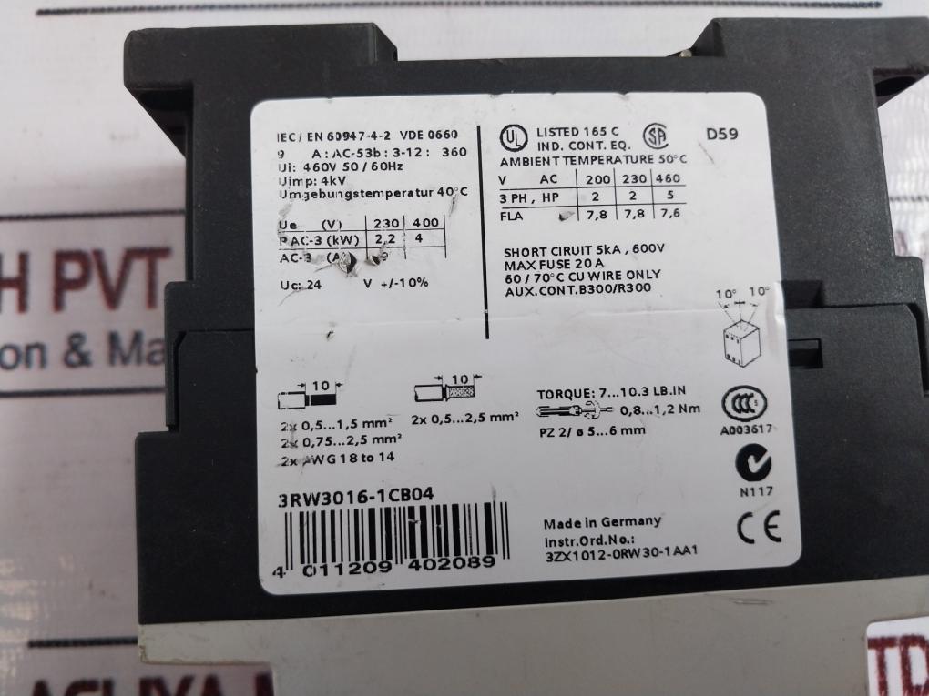 SIEMENS 3RW3016-1CB04 Soft Sterter