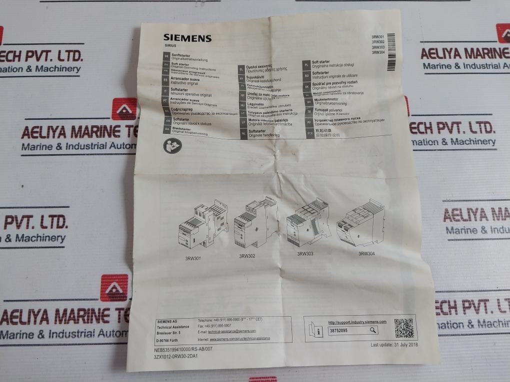 Siemens 3Rw3037-1Bb14 Ac Semiconductor Motor Starter