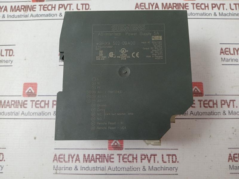 Siemens 3Rx9502-0Ba00 As-interface Power Supply Module Kcc-rem-s49-asi Dc 30V/5A