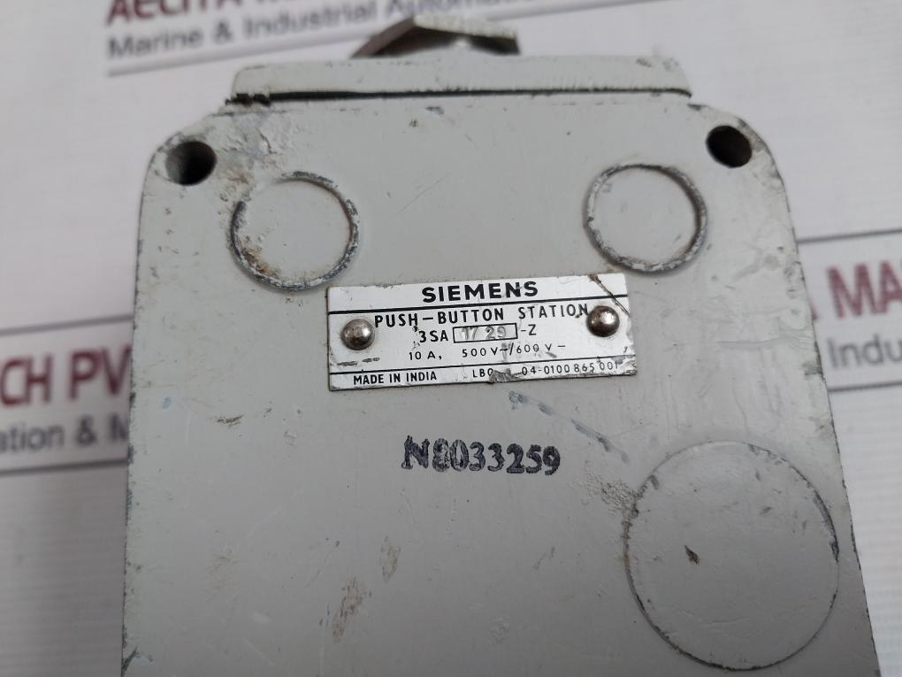 Siemens 3Sa 1729-z Push-button Station 10A 500V/600V
