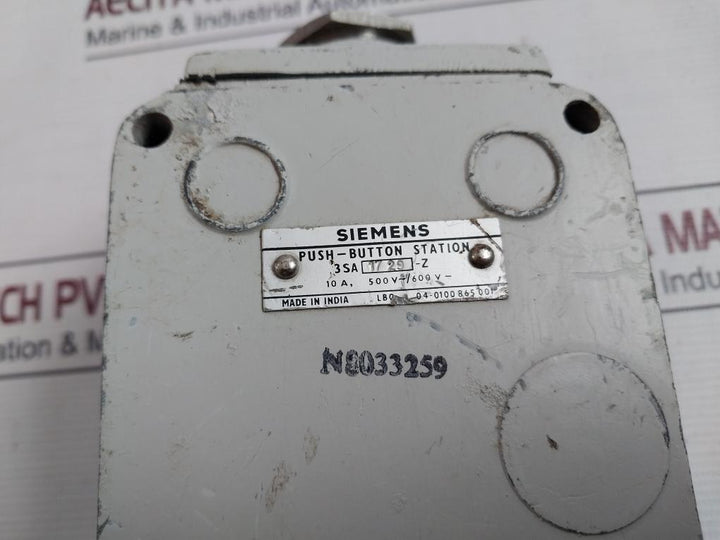 Siemens 3Sa 1729-z Push-button Station 10A 500V/600V