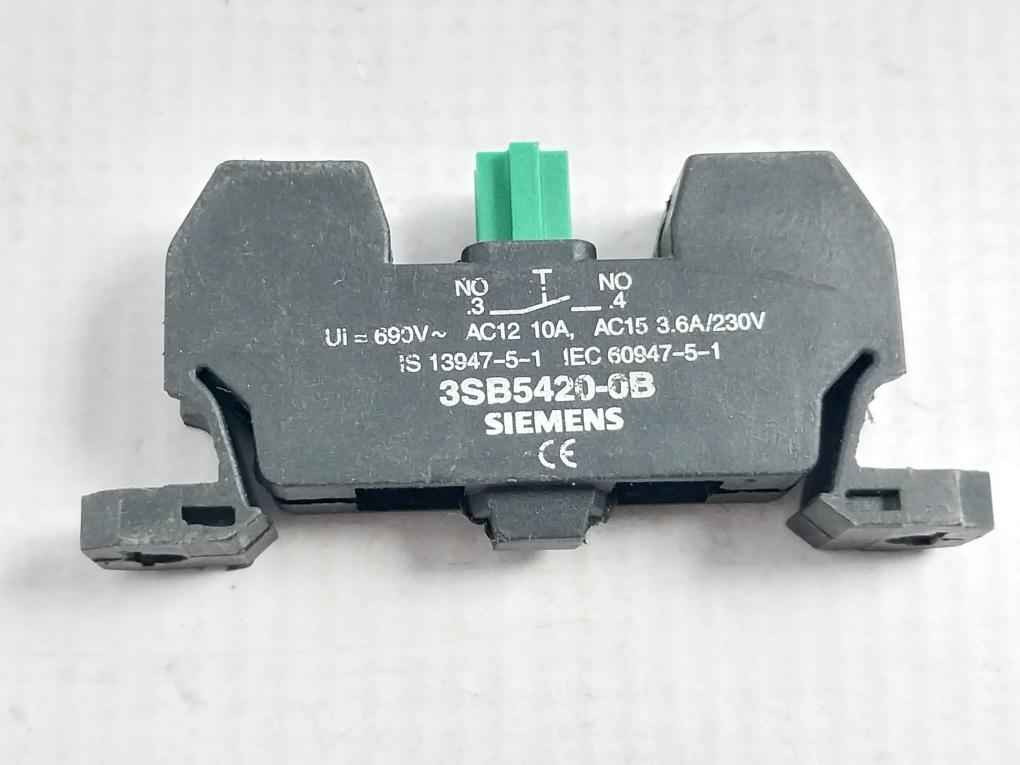 Siemens 3Sb5420-0B Contact Block Ac12 10A, Ac15 3.6A/230V