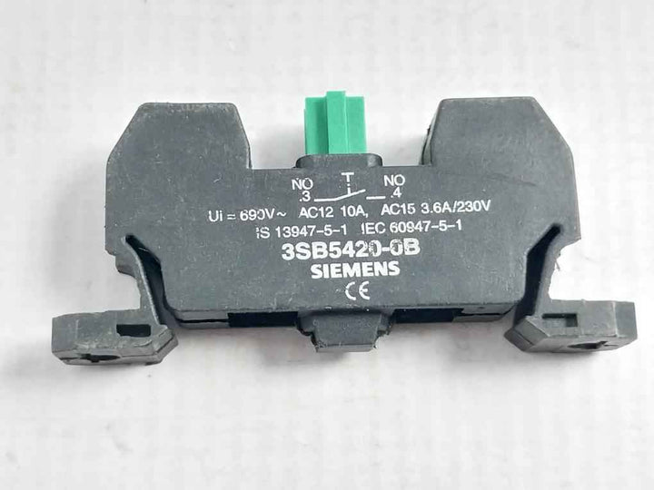 Siemens 3Sb5420-0B Contact Block Ac12 10A, Ac15 3.6A/230V