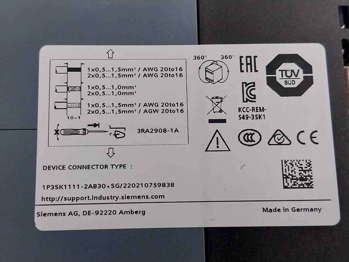 Siemens 3Sk1111-2Ab30 Safety Relay 50Hz-24V-5A