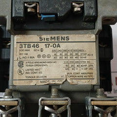 Siemens 3Tb46 17-0A 3-pole Motor Starter Contactor Vde 0660 Iec 158 600Vac 8A