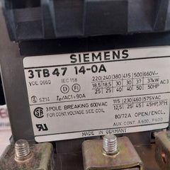 Siemens 3Tb47 14-0A Contactor 3 Pole