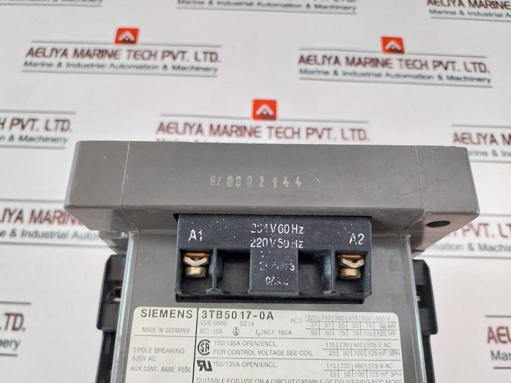 Siemens 3Tb5017-0A Contactor 264V 60Hz 220V 50Hz