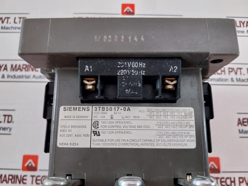 Siemens 3Tb5017-0A Contactor 264V 60Hz 220V 50Hz