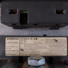Siemens 3Tb54 17-0B 3 Pole Contactor 600Vac