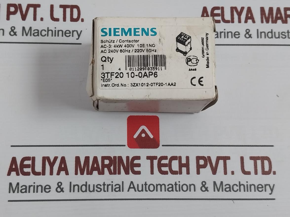 Siemens 3Tf20 10-0Ap6 Contactor 4Kw 400Vac