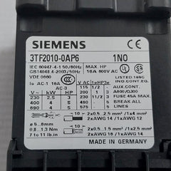 Siemens 3Tf20 10-0Ap6 Contactor 4Kw 400Vac