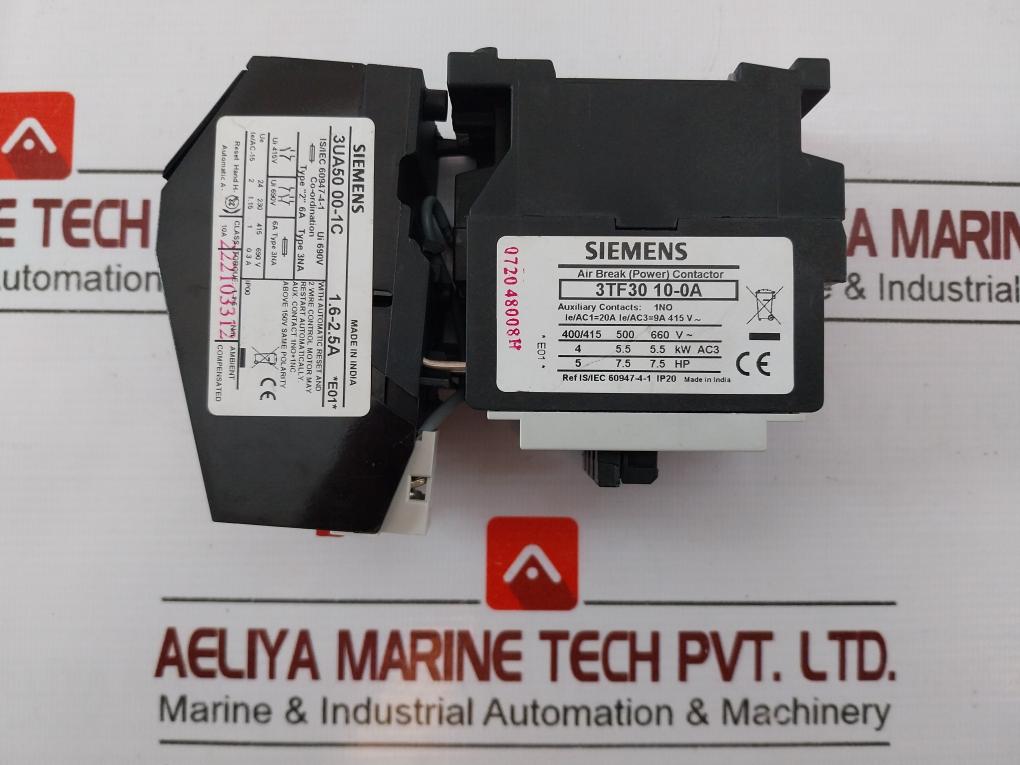 Siemens 3Tf30 10-0A Air Break Contactor 10E Ie/Ac1=20A Ie/Ac3=9A 415V