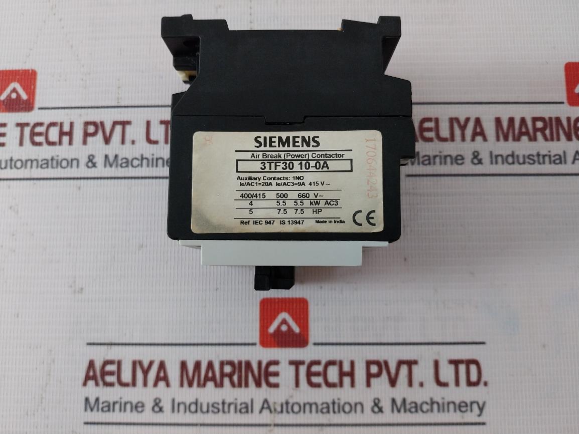 Siemens 3Tf30 10-0A Air Break (Power) Contactor 240V 50Hz 288V 60Hz 20A 9A 415V