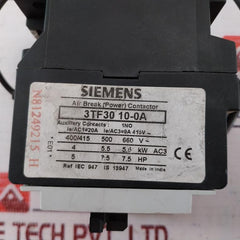 Siemens 3Tf30 10E Air Break Power Contactor With 3Tx7 402-3Hy1 Surge Suppressor