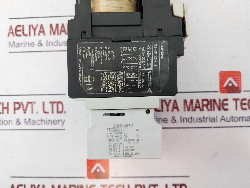 Siemens 3Tf3100-0B Contactor 18A 600V Ac Aux Contacts A600/P600, 3Th80-b3