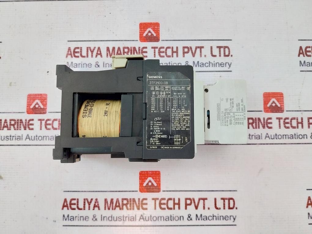 Siemens 3Tf3100-0B Contactor 18A 600V Ac Aux Contacts A600/P600, 3Th80-b3
