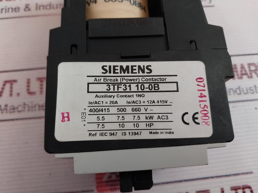 Siemens 3Tf31 10-0B Air Break (Power) Contactor 24V Dc