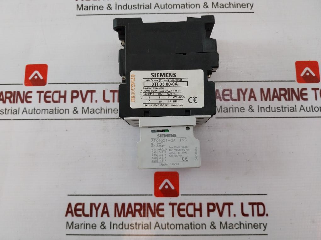 Siemens 3Tf33 00-0A Air Break (Power) Contactor With Auxiliary Switch 3Tx4001-2A