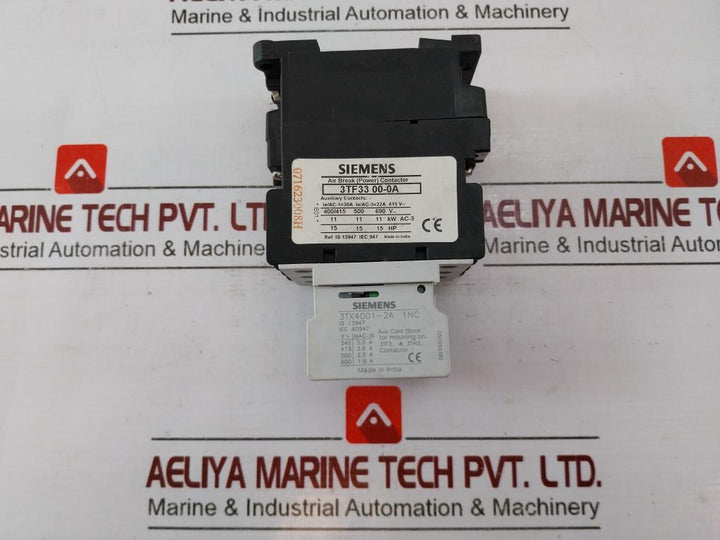 Siemens 3Tf33 00-0A Air Break (Power) Contactor With Auxiliary Switch 3Tx4001-2A