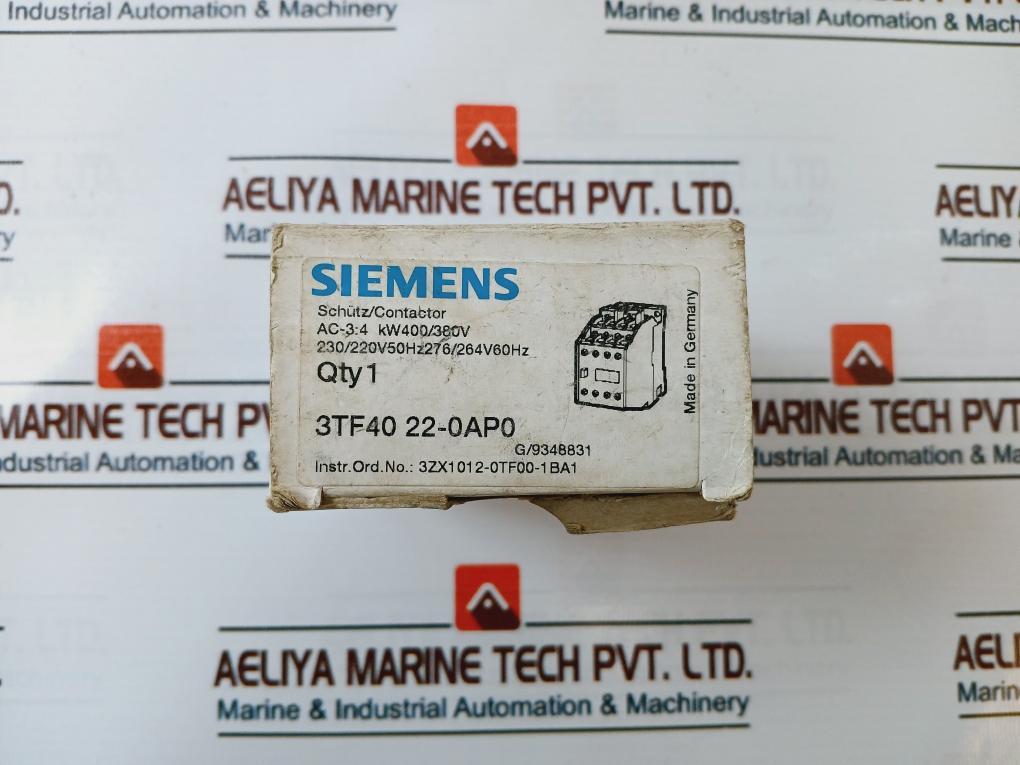 Siemens 3Tf4022-0A Contactor 230/220V 50Hz 276/264V 60Hz