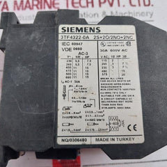 Siemens 3Tf4322-0A Contactor Relay 29V 60Hz 30A 600V Ac Nq/0306480