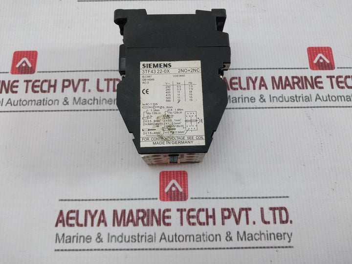 Siemens 3Tf43 22-0X Ac Contactor 110V 50Hz 30A