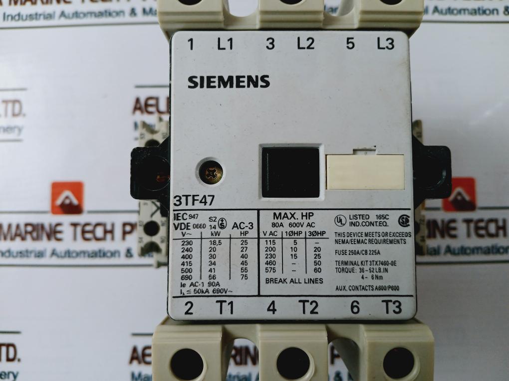 Siemens 3Tf4744-0Ap0 Contactor 80A 600Vac