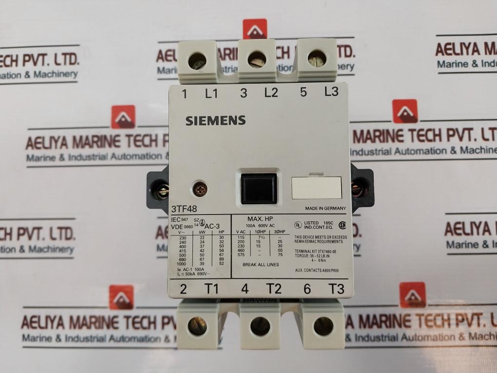 Siemens 3Tf48 Contactor 100A 600V