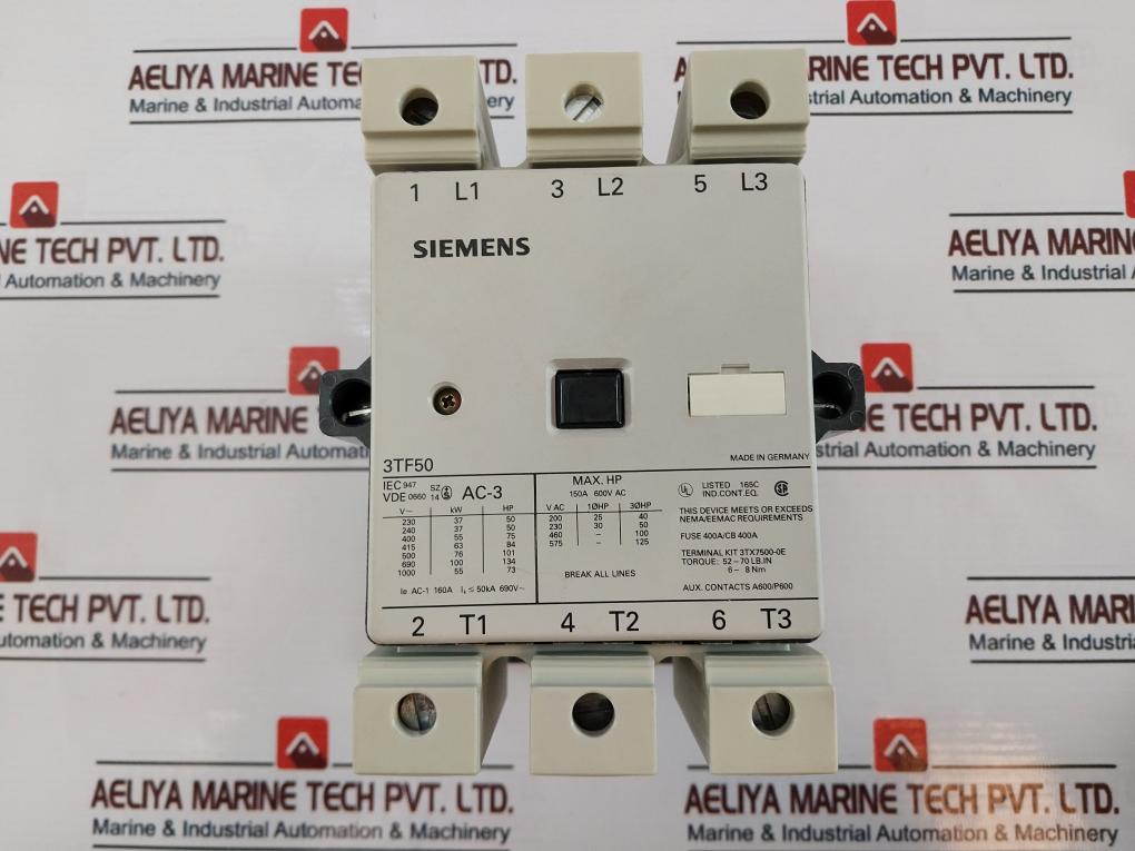 Siemens 3Tf50 Contactor 600V 100A