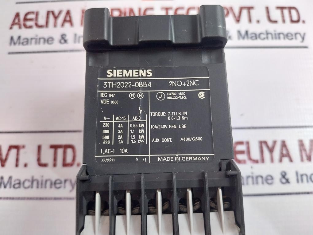 Siemens 3Th2022-0Bb4 Contactor Relay W/ 3Tx4490-4A Surge Suppressor