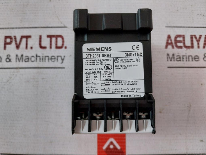 Siemens 3Th2031-0Bb4 Contactor Relay Iec 60947-5-1 50/60Hz Dc 24V