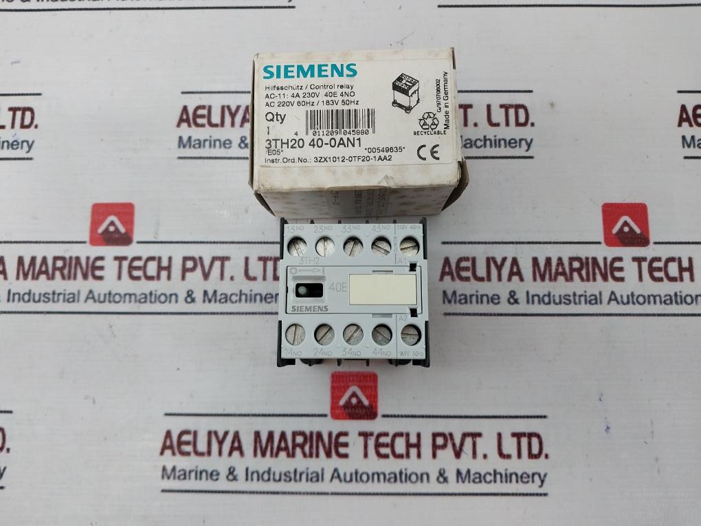 Siemens 3Th2040-0An1 Control Relay 3Zx1012-0Tf20-1Aa2