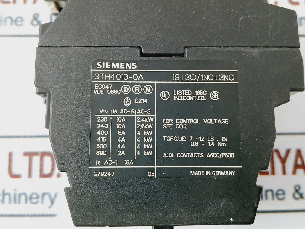 Siemens 3Th4013-0A Contactor Relay 230/220V 50Hz