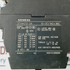Siemens 3Th4013-0A Contactor Relay 230/220V 50Hz