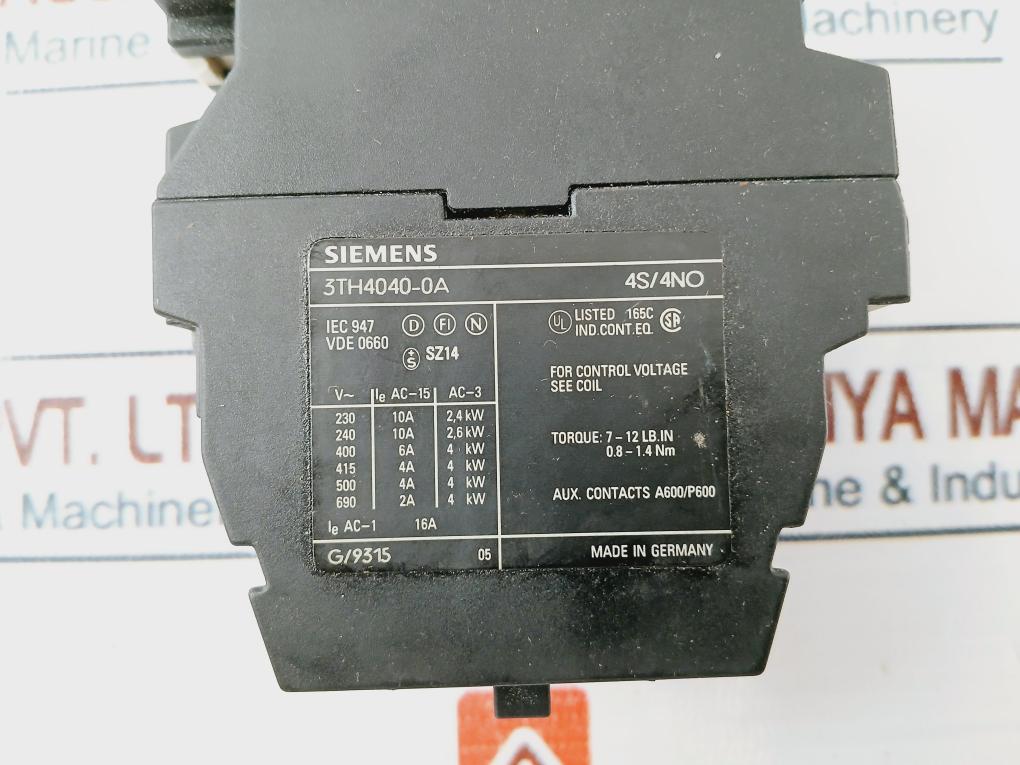 Siemens 3Th4040-0A Control Relay 230/220V 50Hz