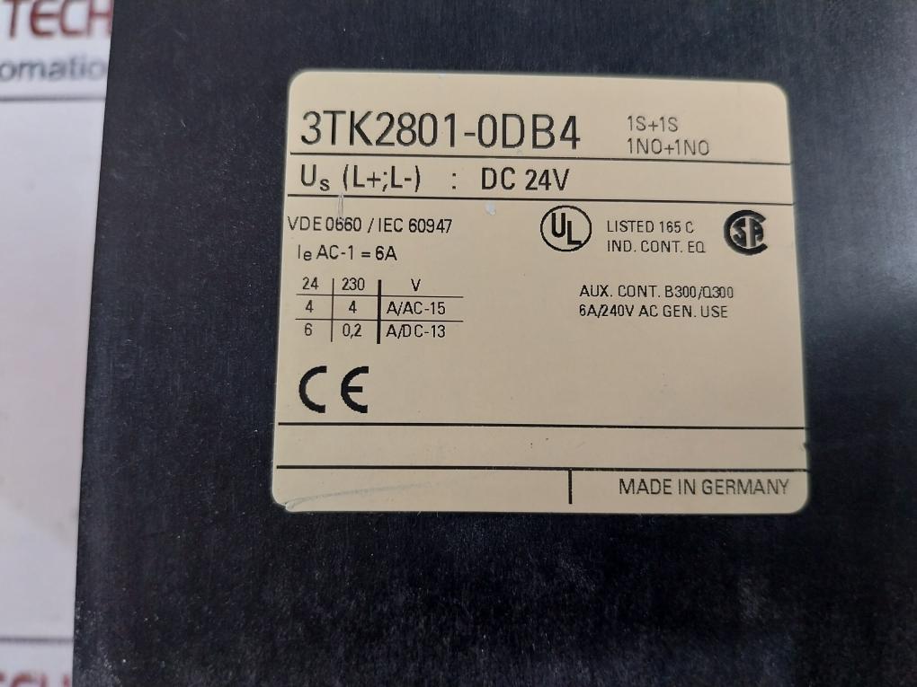 Siemens 3Tk2801-0Db4/ 3Tk2801-odb4 Contactor Safety Combination 6A/240V Dc24V