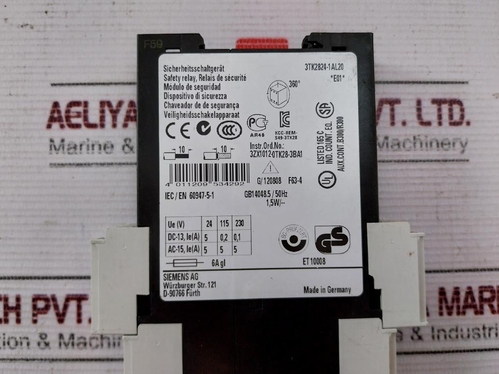 Siemens 3Tk2824-1Al20 Sirius Safety Relay