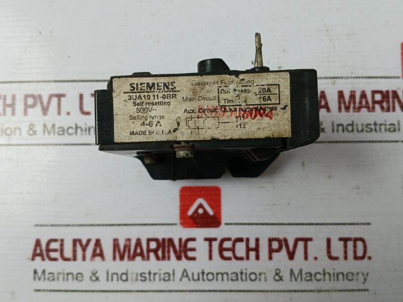 Siemens 3Ua19 11-0Br Thermal Overload Relay 4-6A 500V 4A