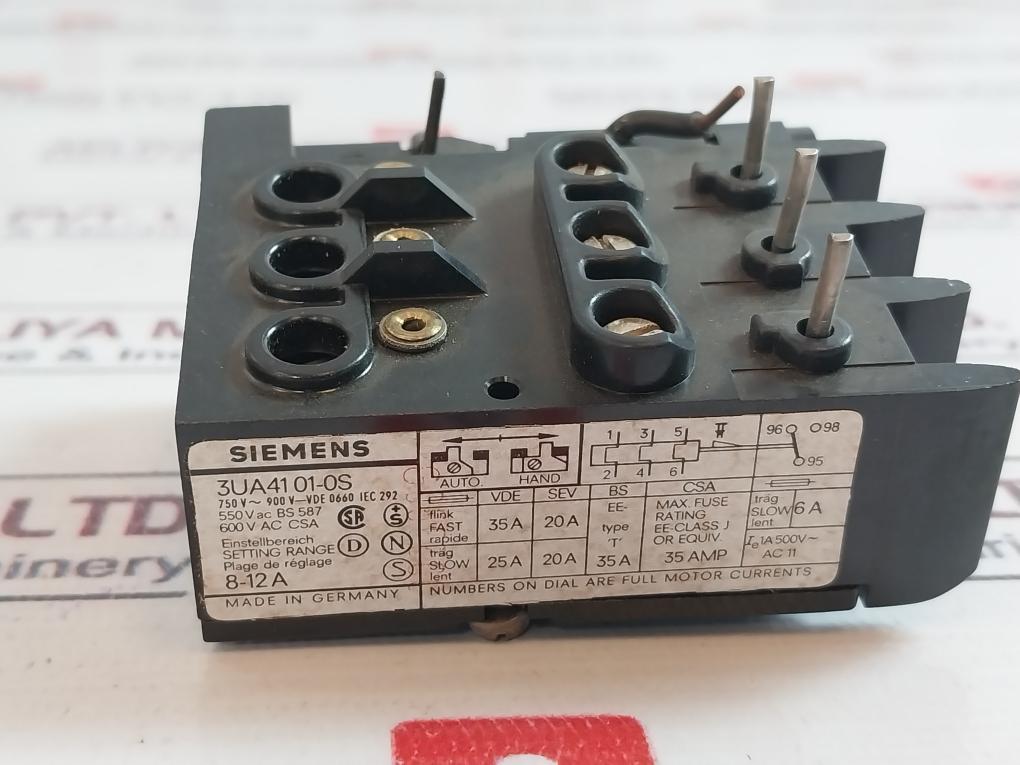 Siemens 3Ua41 01-0S Overload Relay Motor Control 8-12A