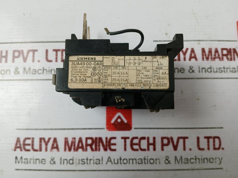 Siemens 3Ua49 00-0Ar Motor Protection Relay 6,3-10A 660V-vde 0660