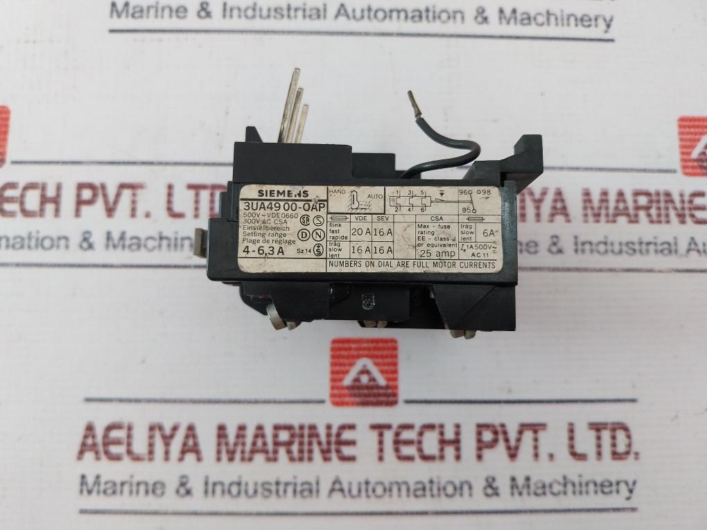 Siemens 3Ua49 00-oap Overload Relay 25 Amp 500V-vde 0660