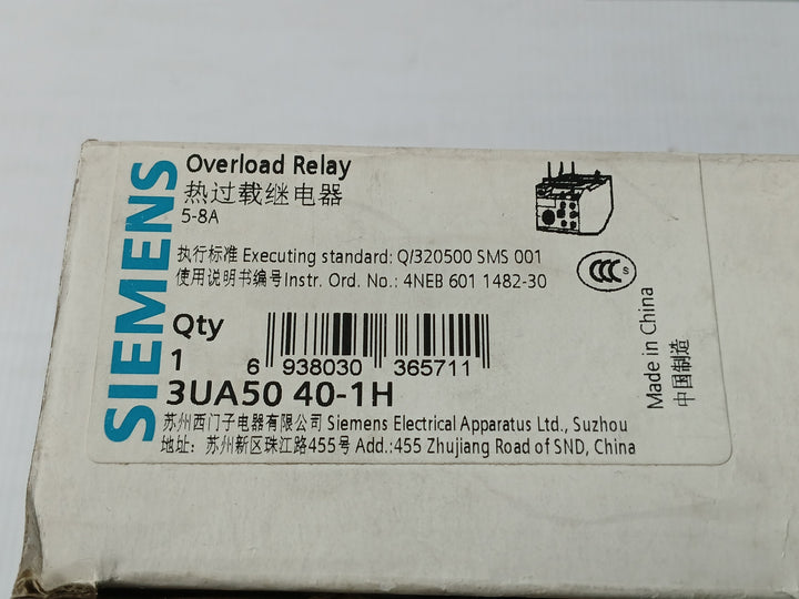 3Ua50 40-1H Siemens 690 V Class 10A Thermal Overload Relay