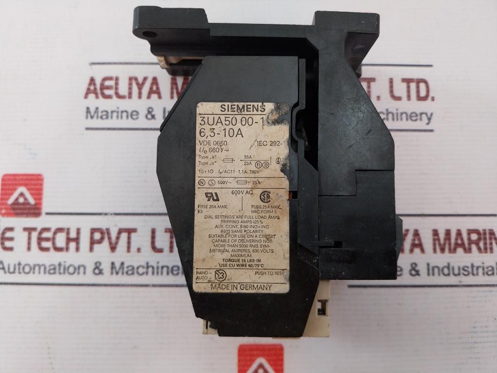 Siemens 3Ua50 Thermal Overload Relay 25A 500V