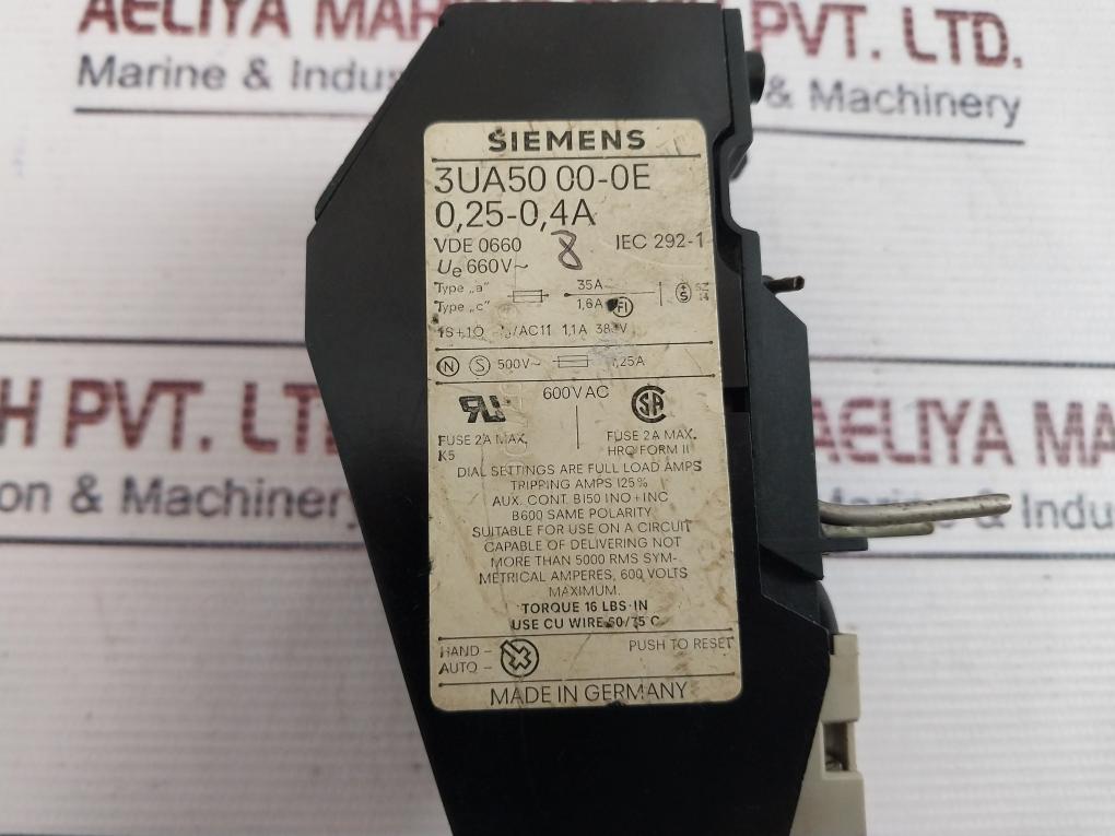 Siemens 3Ua50 Thermal Overload Relay 3Ua50 00-0E