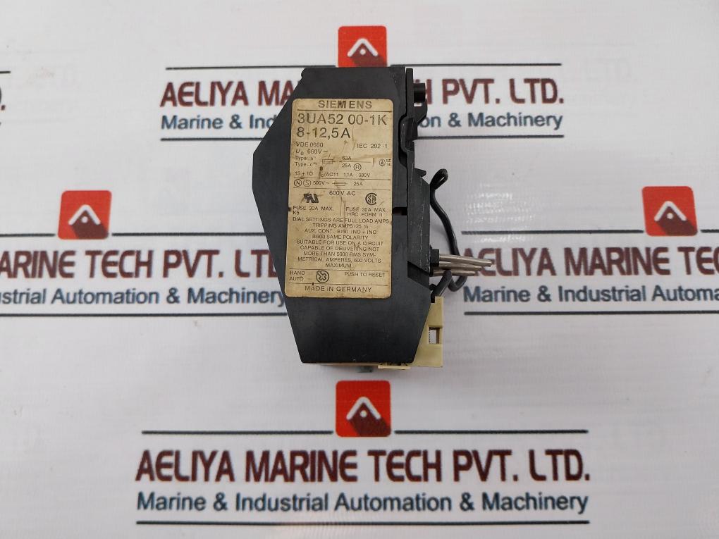 Siemens 3Ua52 00-1K Overload Relay 8-12.5A 660V~