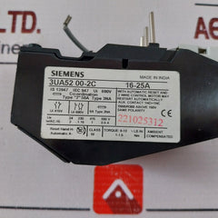 Siemens 3Ua52 00-2C Thermal Overload Relay 16-25A Class 10